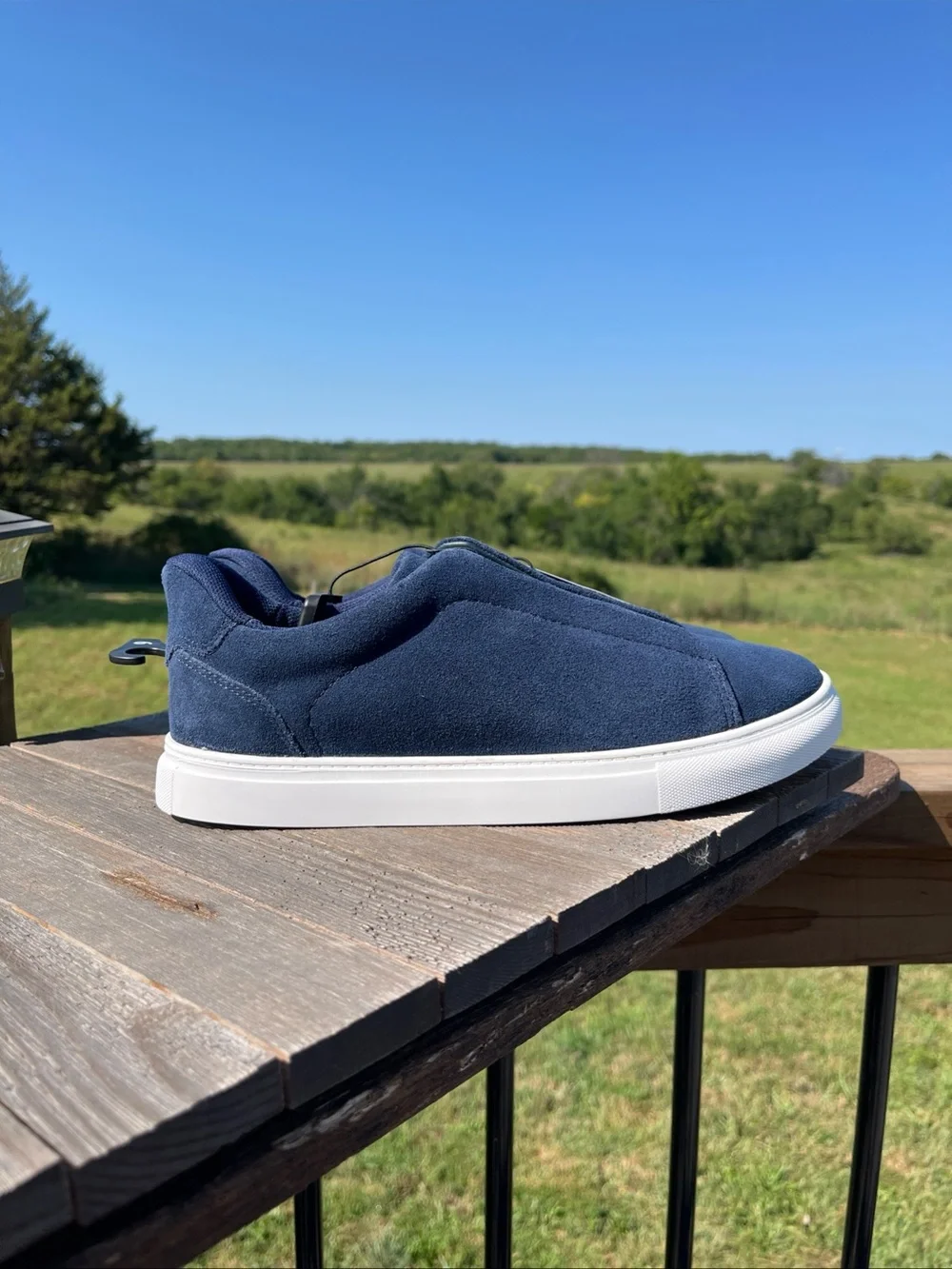 George Men’s Navy Blue Suede-look Slip-on Sneakers Size 9